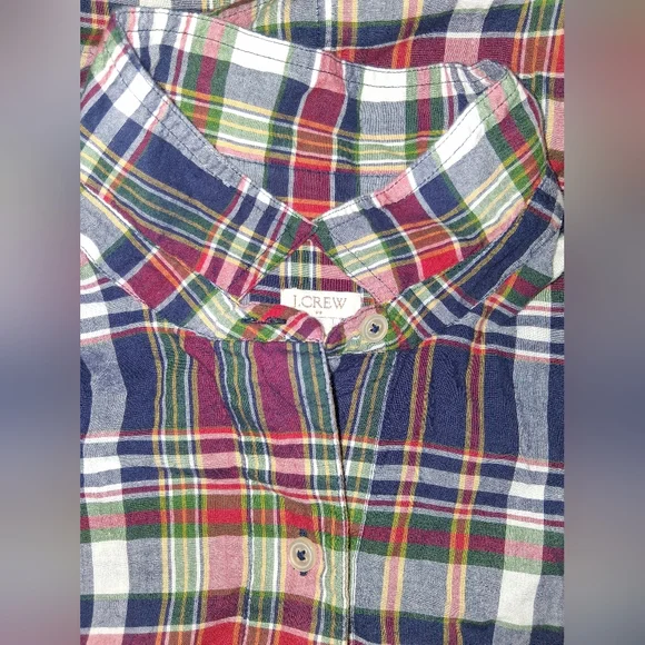EUC J. Crew Factory Madras Size XL Plaid Button Down Shirt Dress!! - Picture 12 of 14